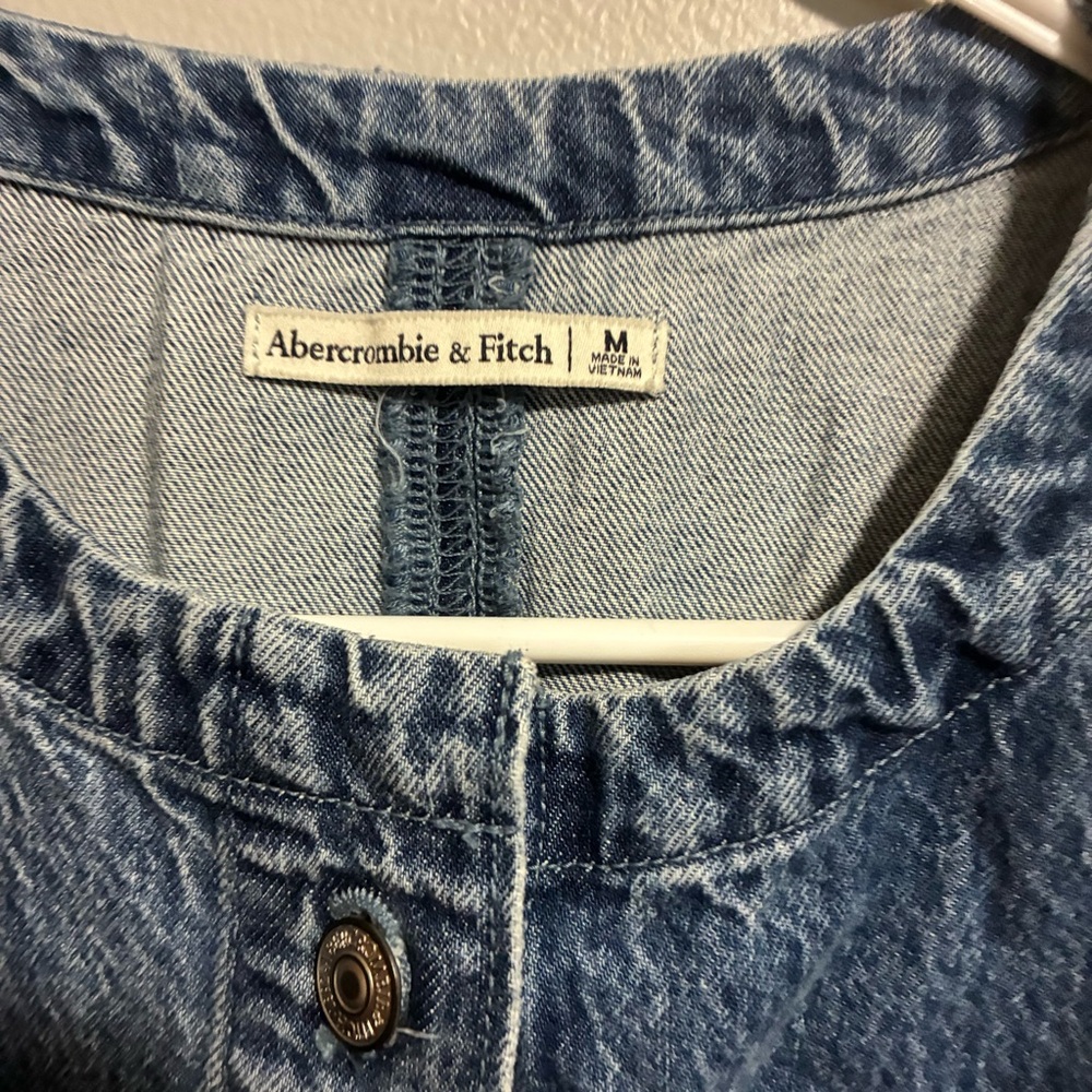 Abercrombie & Fitch Denim Mini Jean Dress Medium Button Front Y2K 90s casual - Picture 4 of 8